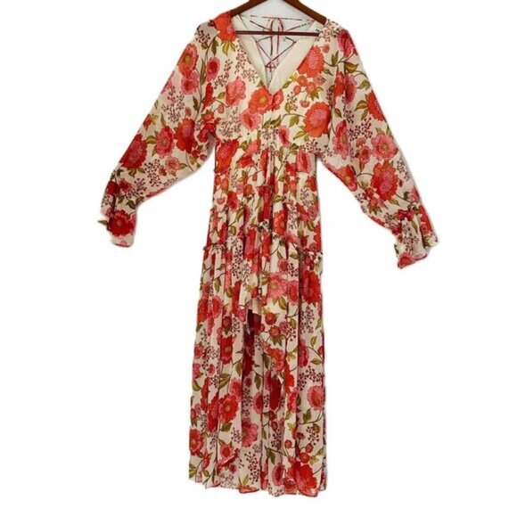 Steve Madden Dress Women M Sol Vintage Rose Floral Maxi Lace Up Cottage Boho NWT - Picture 1 of 11